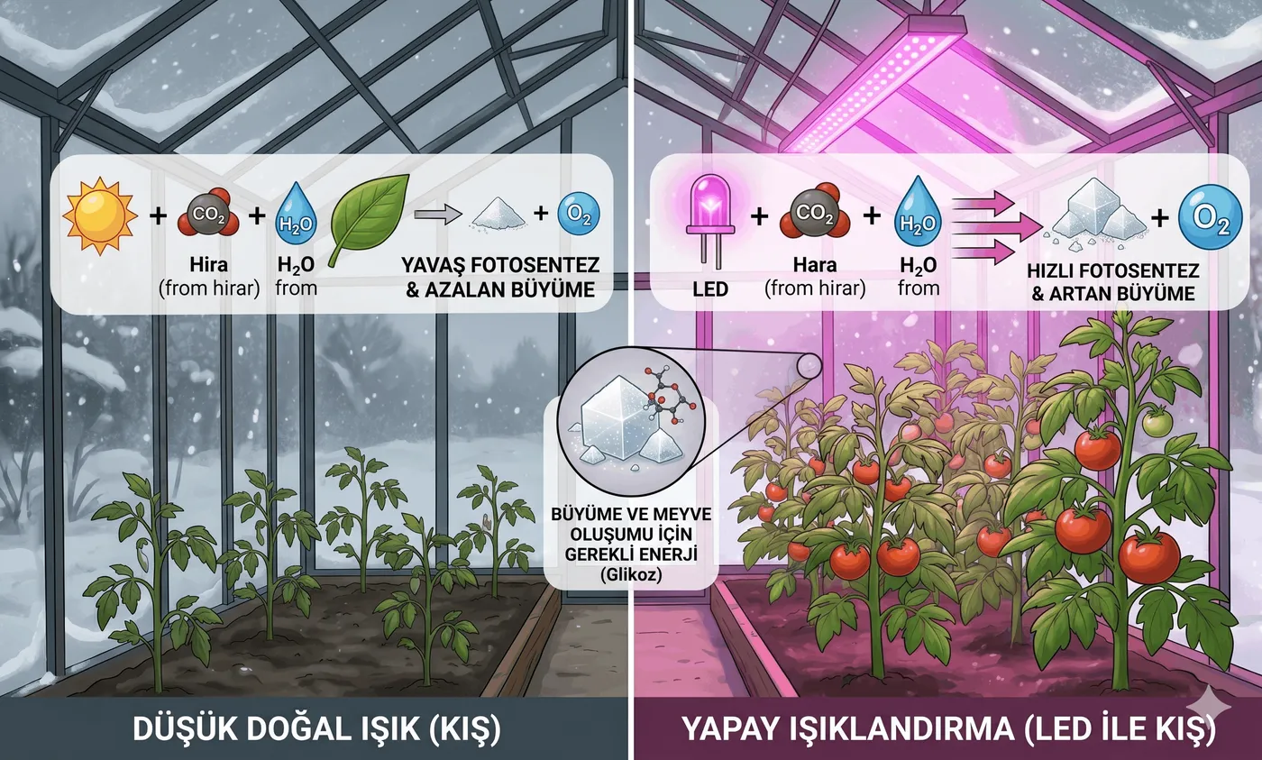Photosynthesis under LED lighting in a greenhouse